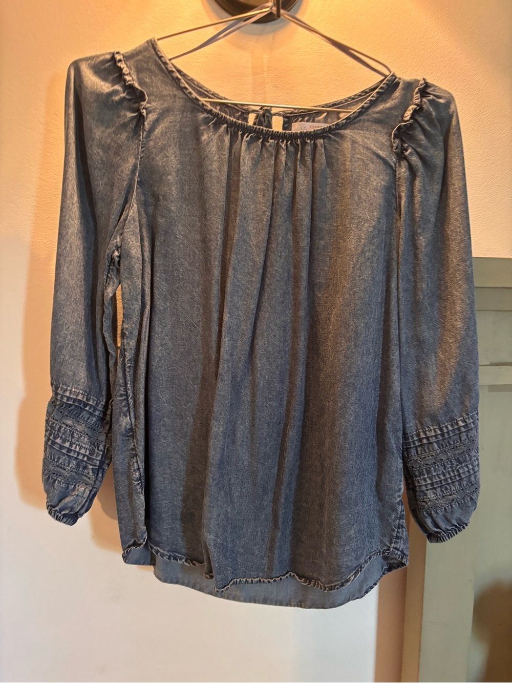 LC Lauren Conrad Indigo Blue Washed Peasant Blouse - Women
